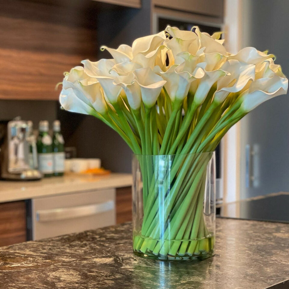 Calla-Lilien im Glaszylinder