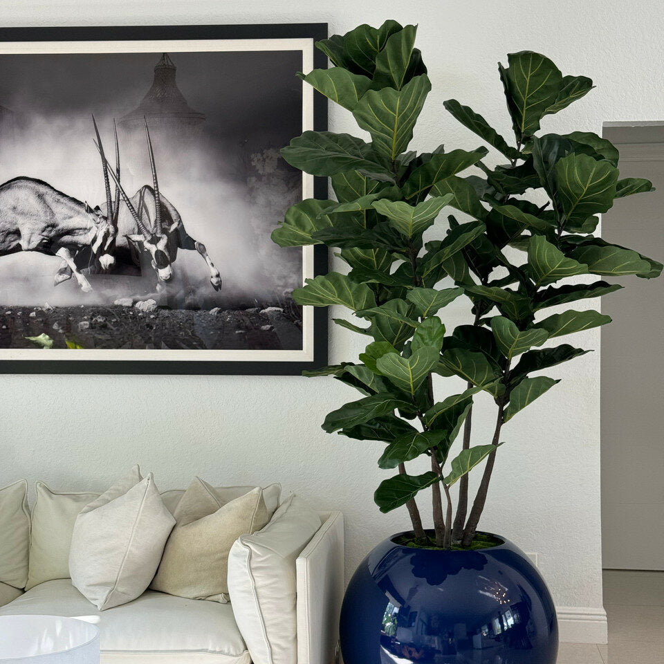 30″ Blaue Globusvase mit Geigen-Feige